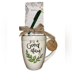 ‘It’s A Good Day’ Oversized Mug with Notepad and Pen NWT